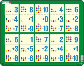 Обучающий пазл - Сложение 1-10b, 10 деталей (Larsen, AR12k)